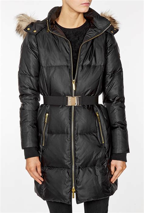 michael kors faux fur peacoat black|Michael Kors wool peacoat.